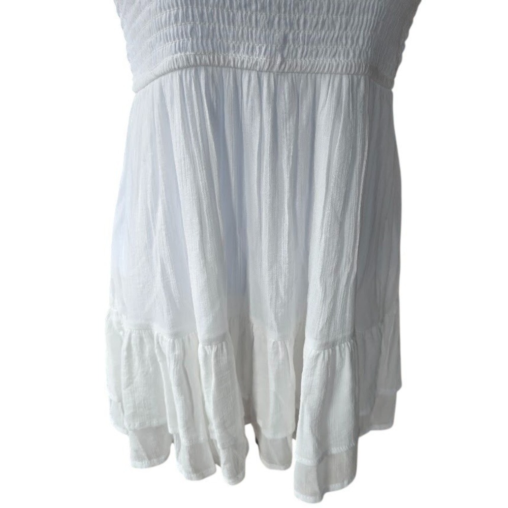 Love Tree White Mini Sun Dress Women S Smocked Ruffle Bow Cottagecore Coquette - Picture 5 of 12